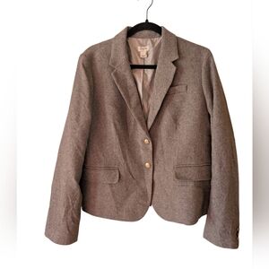 J. Crew School Oh Gold Button Wool Blend Office Career Heritage Blazer Size 14